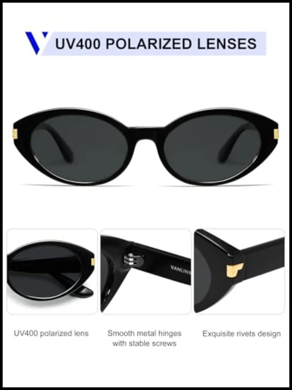 Polarized Retro Oval Sunglasses for Women Men Small Face Vintage 90s Shades